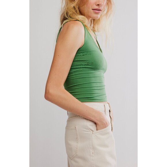 🆕 FREE PEOPLE Clean Lines Muscle Cami / Elm Green - Picture 4 of 6